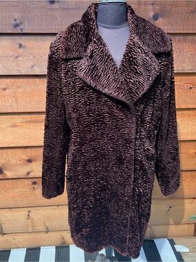Vintage Calvin Klein brown Faux Fur Coat - Brown